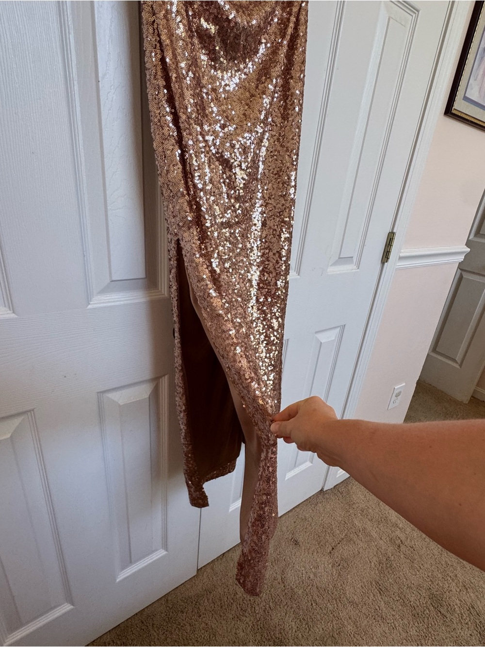 Revelry Dress Women’s 2 Rose Gold One-Shoulder Sequin - Picture 4 of 6